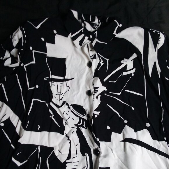 Vintage MCM Units Limited Edition Jazz Speakeasy Dance Button Shirt - Picture 1 of 5